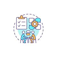 In-depth interviews multi color concept icon. Human resources. Survey, feedback. Round shape line illustration. Abstract idea. Graphic design. Easy to use in infographic, presentation vector
