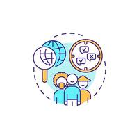 Ethnographic research multi color concept icon. Cultural diversity. Marketing planning. Round shape line illustration. Abstract idea. Graphic design. Easy to use in infographic, presentation vector