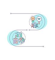 Quantitative and qualitative research methods infographic vertical sequence. Survey, statistics. Visualization infochart with 2 steps. Circles workflow vector