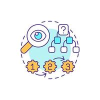 Case study multi color concept icon. Data management, organization. Hierarchy, structure. Round shape line illustration. Abstract idea. Graphic design. Easy to use in infographic, presentation vector
