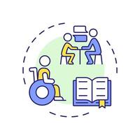 Special education multi color concept icon. Including needs of students with disabilities. Support in learning. Round shape line illustration. Abstract idea. Graphic design. Easy to use in article vector