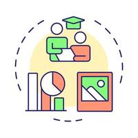 Visual lerners multi color concept icon. Materials for students development. Learning style of special education. Round shape line illustration. Abstract idea. Graphic design. Easy to use in blog post vector