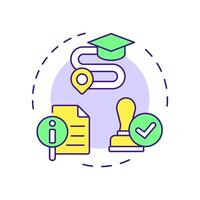 Eligibility for special education multi color concept icon. Students needs assessments. Iep process in school. Round shape line illustration. Abstract idea. Graphic design. Easy to use in article vector