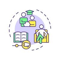 Providing special education multi color concept icon. Opportunities for students with needs. Iep process. Round shape line illustration. Abstract idea. Graphic design. Easy to use in article vector