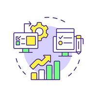 Reviewing IEP multi color concept icon. Regular assessment of learning process. Special education development. Round shape line illustration. Abstract idea. Graphic design. Easy to use in blog post vector