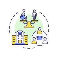 Integrated education multi color concept icon. Equal opportunities for students with disabilities in school. Round shape line illustration. Abstract idea. Graphic design. Easy to use in article vector