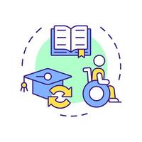 Adapting activities and materials multi color concept icon. Educative supplies for students with special needs. Round shape line illustration. Abstract idea. Graphic design. Easy to use in article vector