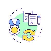 Adapt assessment multi color concept icon. Students with disabilities knowledge evaluation. Special education. Round shape line illustration. Abstract idea. Graphic design. Easy to use in blog post vector