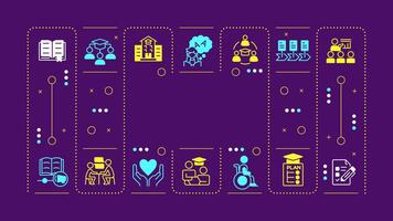 IEP purple word concept. Individualized education program in school. Inclusive learning. Visual communication. Artwith lettering text, editable glyph icons vector