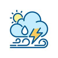 Weather forecast RGB color icon. Various weather patterns. Changing atmospheric conditions. Meteorology icon. Isolated illustration. Simple filled line drawing. Editable stroke vector