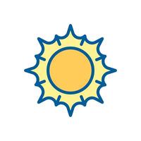 Sun RGB color icon. Symbol of sunny weather or summer. Clear sky. Weather forecast. Associated with hot days. Isolated illustration. Simple filled line drawing. Editable stroke vector
