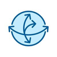 Coriolis force RGB color icon. Atmospheric dynamics. Earth's rotation effects. Global weather systems. Meteorology. Isolated illustration. Simple filled line drawing. Editable stroke vector
