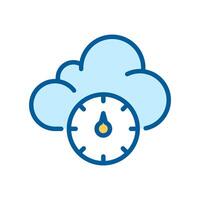Atmospheric pressure RGB color icon. Cloud with barometer gauge. Weather forecast. Changes in air pressure. Meteorology. Isolated illustration. Simple filled line drawing. Editable stroke vector