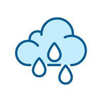 Rain RGB color icon. Cloud and raindrops. Rainy weather and precipitation. Weather forecast. Meteorology icon. Isolated illustration. Simple filled line drawing. Editable stroke vector