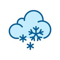Snow RGB color icon. Cloud with snowflakes falling. Snowy weather or winter conditions. Weather forecast icons. Isolated illustration. Simple filled line drawing. Editable stroke vector