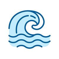 Wave RGB color icon. Symbolizing ocean tides, currents. Coastal and marine environments. Tsunami. Natural disaster. Isolated illustration. Simple filled line drawing. Editable stroke vector