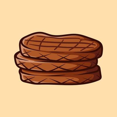 three stack of burger isolated colored drawing line art style sketch classic vintage design illustration