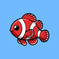 fun cartoon character of clown fish isolated colored drawing line art style design illustration vector