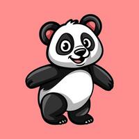 fun cartoon character of panda isolated colored drawing line art style design illustration vector