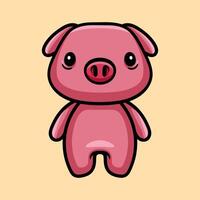 fun cartoon character of pig doll isolated colored drawing line art style design illustration vector