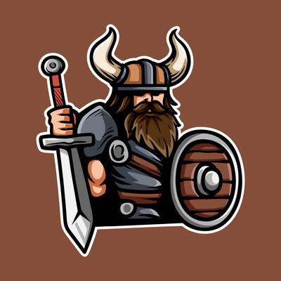 character of viking warrior isolated colored drawing line art style design illustration