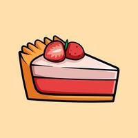 slice of strawberry pie isolated colored drawing line art style design illustration vector