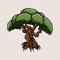 old big tree giraffe isolated colored drawing line art style design illustration vector