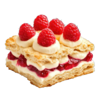 Collection of . A Scone with Cream and Raspberries, isolated on a transparency background. png