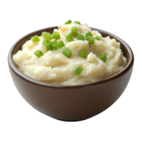 Collection of . A Bowl of Mashed Potatoes with Green Onions on Top, isolated on a transparency background. png