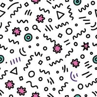 seamless pattern with colorful geometric shapes and flowers vector