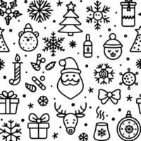 christmas icons set in black and white vector