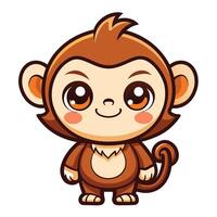 a cartoon monkey with big eyes and a smile vector