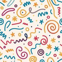 seamless pattern with colorful doodles and scribbles vector
