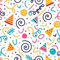 seamless pattern with party hats and confetti vector
