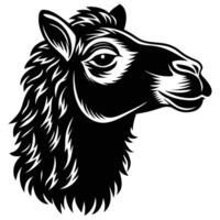 a black and white image of a llama head vector