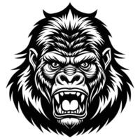 gorilla head with fangs and teeth vector