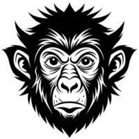 a black and white monkey head with a long beard vector