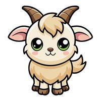 a cartoon goat with big eyes and horns vector