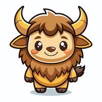 a cartoon buffalo character with big horns vector