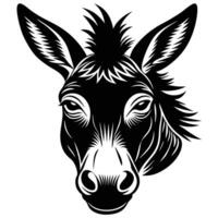 a black and white donkey head on a white background vector