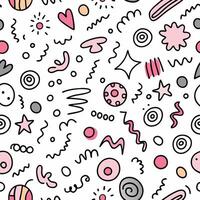 seamless pattern with doodles and shapes vector