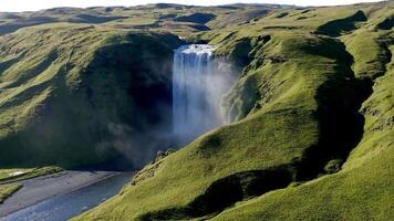 Very beautiful waterfall in the mountain iceland video