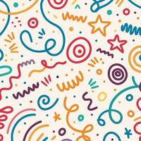 seamless pattern with colorful doodles and scribbles vector