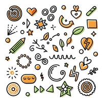 a set of colorful doodles on a white background vector