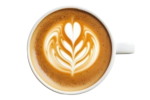A Cup Of Latte Art Coffee With Flower Design png