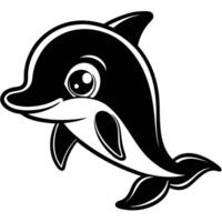 a cartoon dolphin with big eyes on a white background vector