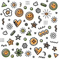 a colorful pattern with various objects and symbols vector
