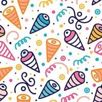 seamless pattern with ice cream cones and confetti vector