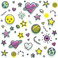a colorful set of space and heart shapes vector