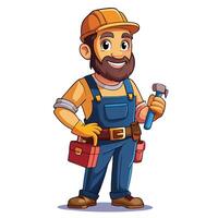 a cartoon man with a toolbox and hammer vector